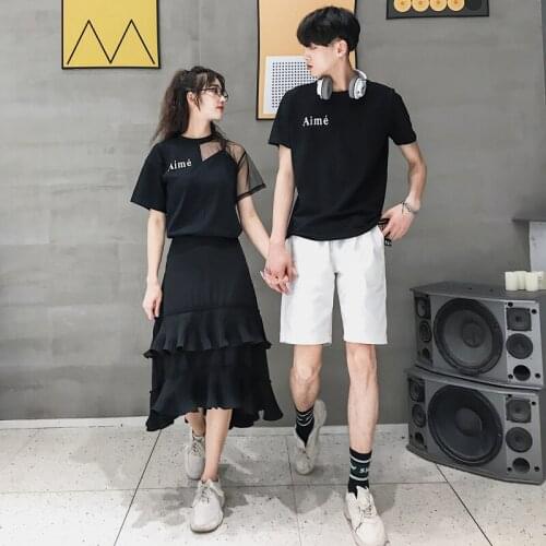 [Niche Design] Couples dress cake dresses and mens T-shirts couples clothes couples clothing