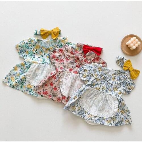 New 2021 Summer Kids Girl Short Sleeve Printing Rompers Infant Baby Girl Newborn Rompers Clothes Baby Girl Rompers 0-3Yrs