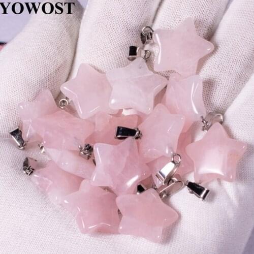 Wholesale 10Pcs/Lot Fashion Assorted Natural Stone Rose Quartz Dangle Star Beads Charms Pendants For Jewelry Making QV0001