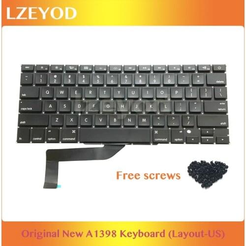 Original New Laptop A1398 US Keyboard for Apple MacBook Pro Retina 15" A1398 2012 2013 2014 2015 Replacement Keyboard