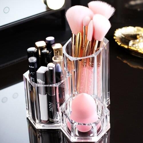Transparent Cosmetic Organizer Makeup Brush Holder Storage Box Acrylic Plastic Box Jewelry Pen Supplies Business Card Storage