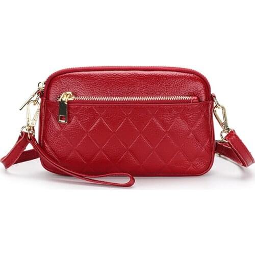 Luxurious 100% Cow Leather Women Messenger Bag New Arrivals Geometric Style Small Bag For Female Fashion Mobile Phone Bags