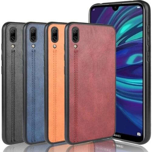 Huawei Y7 Pro 2019 Case 6.26 inch Lightweight Calfskin PU Leather lines Soft Edge Phone Case Huawei Y7Pro2019 DUB-LX2 Back Cover