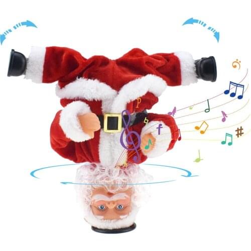 Christmas Electric Santa Claus Toy Inverted Rotating Musical Dancing Santa Plush Doll Ornament For Office Or Family Gatherings