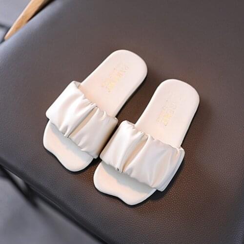 Girls Sandals Slides Kids Summer Beach Sandals Pleated Ruffles Princess Sweet Kids Slippers for Bath Swimming Indoor Outdoor New