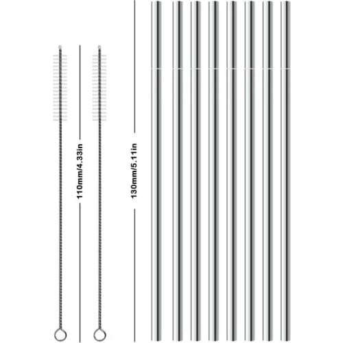 2/4/8PCS 130*6mm Kids Metal Straw Set Drinking Straw 304 Stainless Steel Reusable Straw with 110mm Brush For kids