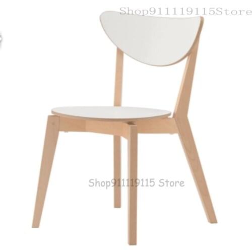 Modern Office Coffee Leisure Solid Wood Dining Chair With White Folding Back