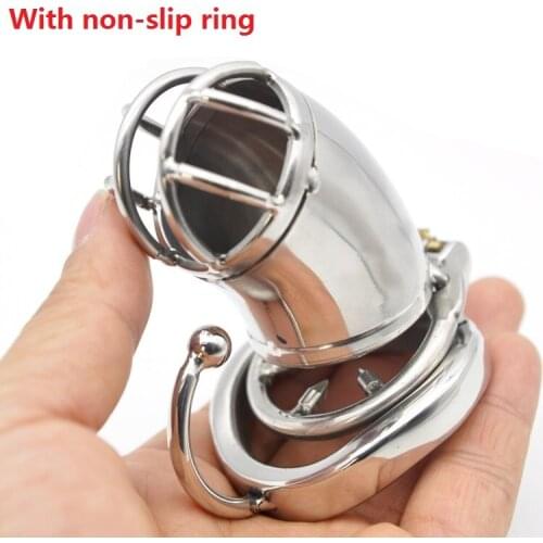 Dormant Lock Design Long Male Stainless Steel Cock Cage With Penis Non-Slip Ring Chastity Belt Device BDSM Sex Toy C272