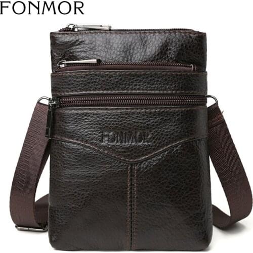 FONMOR Genuine Leather Men Messenger Bag Mens Business Shoulder Bags Men Handbag Male Crossbody Bags Travel Messenger Bag