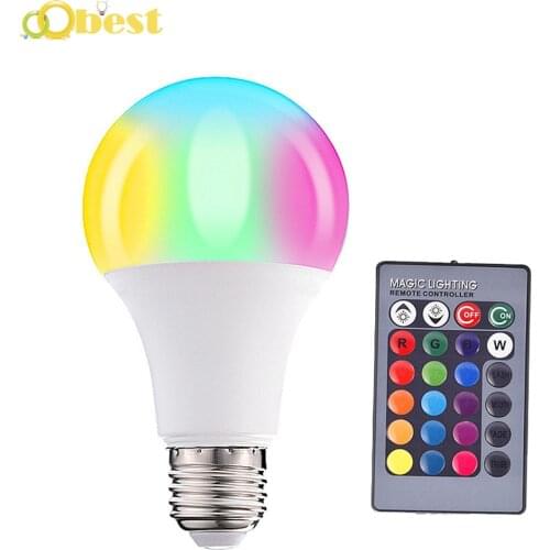 E27 LED Bulb 5W 10W 15W RGB + White 16 Color LED Lamp AC85-265V Changeable RGB Bulb Light With Remote Control + Memory Function