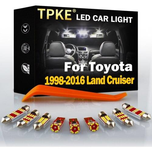 TPKE Canbus For 1998-2016 Toyota Land Cruiser White Car Accessories LED Interior Reading Light Kit Map Dome License Plate Lamp