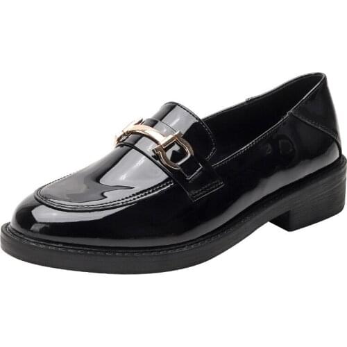 High Quality Shoes Women Patent Leather Low Heel Office Casual Shoes Femme Loafers Woman Slip-on Walk Shoes For Women Moccasins