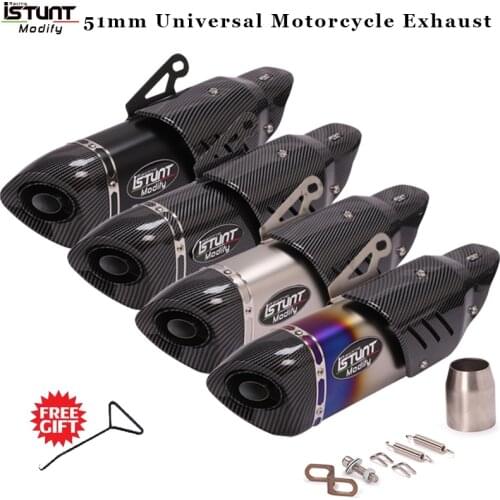 Istunt Universal 51mm Escape Moto Exhaust Motorcycle Muffler Motocross Pipe Cover For CBR650R R6 Z900 MT07 NK250 MT09 Ninja400