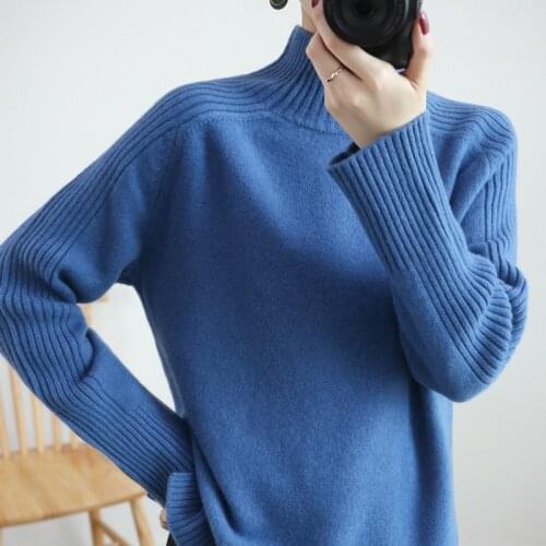 KOIJINSKY 2021 pure wool womens stand collar autumn and winter knitted versatile sweater