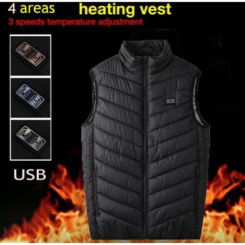 4 Areas Heating USB Heated Vest Dual Control Temperature Heated Jacket Outdoor Winter Camping Hiking Fishing Vest For Mens Vest