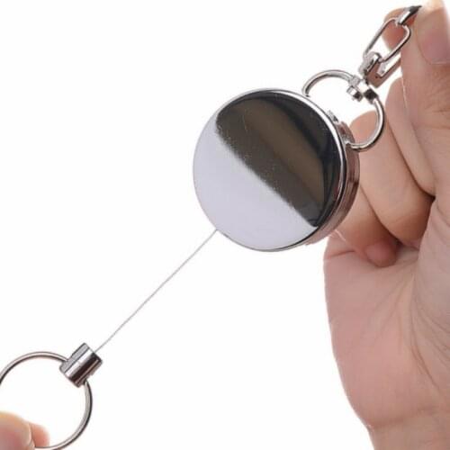 1PC Metal Wire Ring Staff Work Card Clip Pull Keyring Retracting Keychains for Employees ID Card Holder Accessories Badge Reel