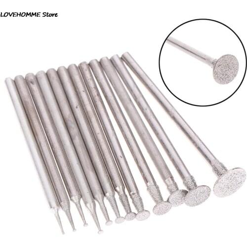 12Pcs Diamond Grinding Burr Needle Point Engraving Carving Polishing Glass Stone Drill Bit Tool Set