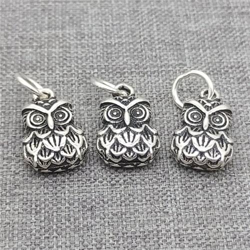 3pcs of 925 Sterling Silver Owl Charms 2-sided for Bracelet Necklace