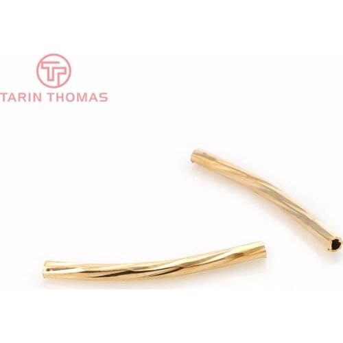 20PCS 19MM inside 1MM 24K Champagne Gold Color Brass Bracelets Arcuated Twisted Tube Diy Jewelry Findings Accessories
