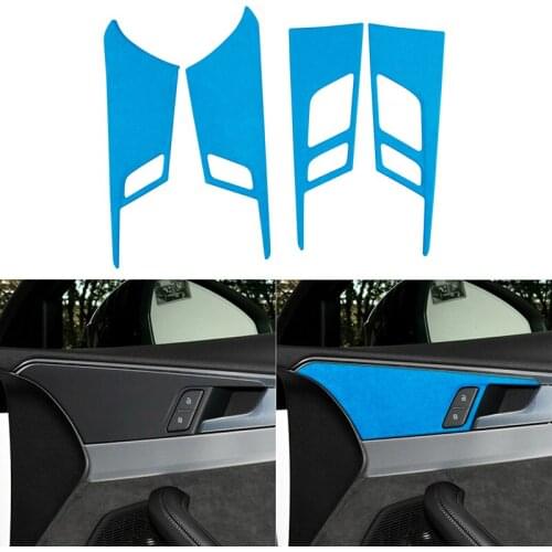 4PCS Suede Car Inner Door Panel Decorative Frame Car Inner Door Handle Decorative Trim for Audi A4L 2017-2021 Car Styling