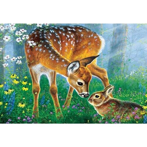 5D DIY Diamond Painting "sika deer rabbit" 3D Diamond Embroidery Flowers Full Square Picture Of Rhinestones Decor Painting TY518