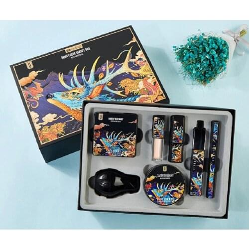 7 Mushroom Liquid Foundation Setting Powder Mascara Eyeliner Concealer Lipstick Set