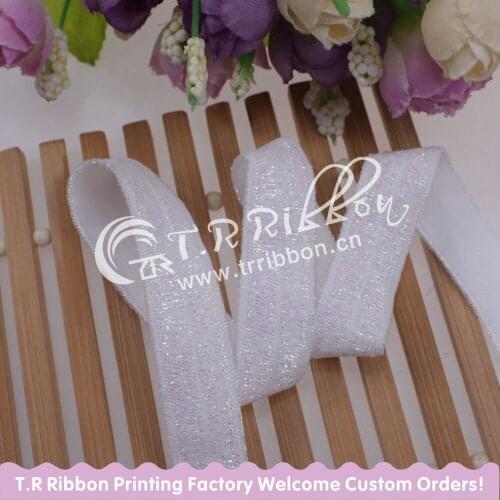 #90122 Glitter metallic thread FOE for hair tie bands, 5/8" glitter fold over elastic with metallic thread 100 yards/lot