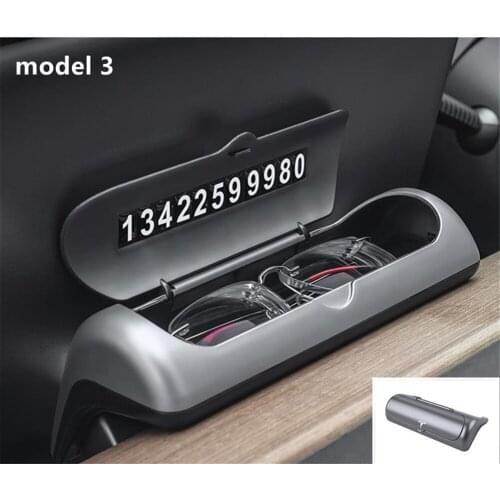 Car Glasses Clip Holders for Car Sun Visor Sunglasses Eyeglasses Storage Holder Organizer Box for Tesla Model3 ModelS ModelX