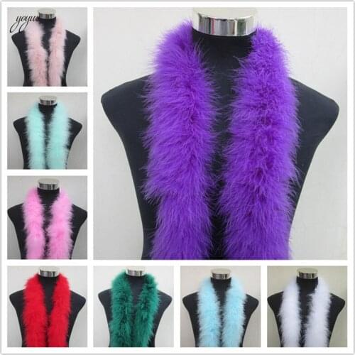 YOYUE 50g 2meters Long Fluffy Feather Boa Dyed Turkey Feather Strip For Party/carnival Costumes/party Shawl Ostrich feather Boa