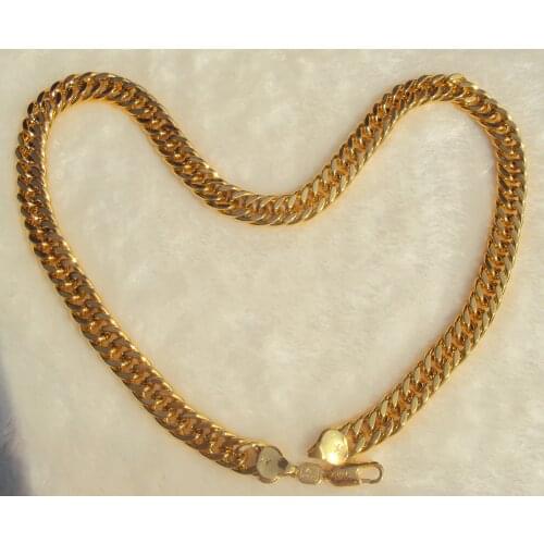NEW HIP HOP SOLID 100% REAL YELLOW GOLD GF 11MM MIAMI CUBAN LINK CHAIN NECKLACE 24IN 7 days no reason to refund