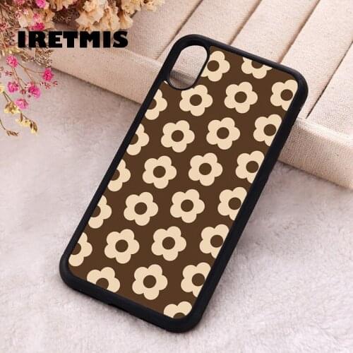 Iretmis 5 5S SE 2020 Phone Cover Case for iPhone 6 6S 7 8 Plus X Xs XR 11 12 Mini Pro Max Rubber Silicone Brown Affogato Pattern