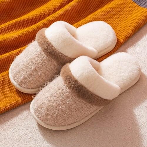 Slippers womens winter warm indoor home couple winter non-slip plush cotton slippers men slippers women Warm slippers
