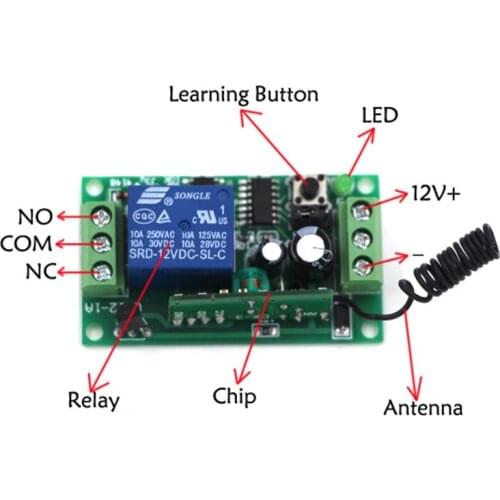 DC 9V 12V 24V 1 CH 1CH RF Wireless Remote Control LED Light Motor Pump Switch System Receiver,315/433 MHz