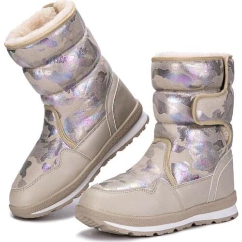 Children snow boots 2020 fashion waterproof boys & girls boots warm plush winter shoes platform non-slip kids boots Plus size 41