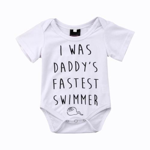 Infant Baby Girls Summer Romper Boys daddys fastest swimmer Jumpsuit Outfit Playsuit Clothes