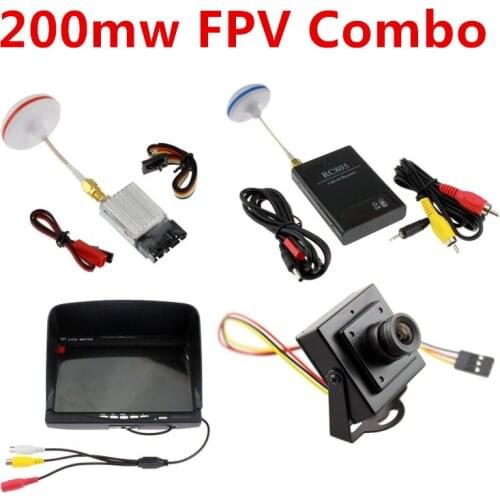 FPV Kit COMBO 5.8Ghz 200mw Video Audio Transmitter Receiver FPV Monitor 700TVL Camera CCTV Gopro QAV250 Walkera DJI Phantom