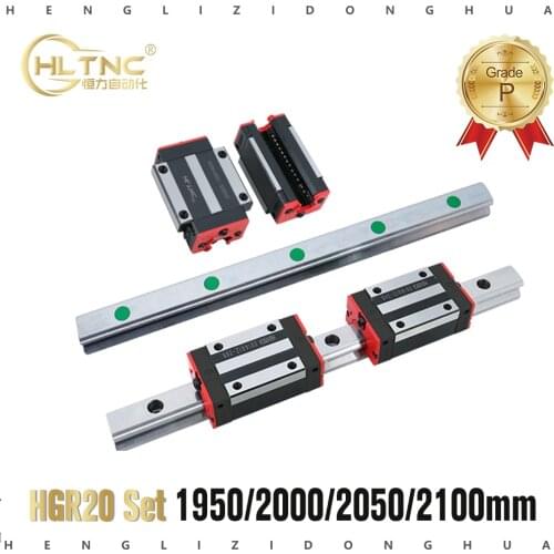 HGR20 HGH20 Square linear guides 1950mm 2000mm 2050mm 2100mm+4pc Slide Block Carriages bearing HGH20CA CNC Router Engraving