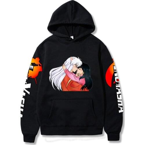 Inuyasha Cotton Hoodie Men Miroku Higurashi Kagome Cotton Velvet Hoodies Sweatshirt Tops Hooded Sportswear Tops
