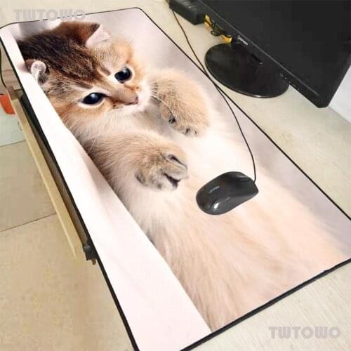 Cute White Cat Animal Gaming Mousepad Large Gamer Mousepad Non-slip Desk Mice Mat Dropshipping