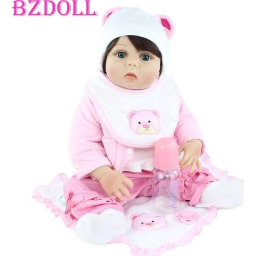55 CM Full Silicone Body Reborn Baby Doll Toy For Girl Soft Vinyl Newborn Babies Dress Up Bebe Play House Bedtime Gift