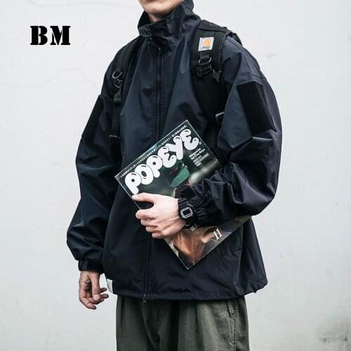 2021 Fashion Streetwear Stand Collar Workwear Jacket High Quality Harajuku Outerwear Kpop Coat Korean Clothes MenS Clothing