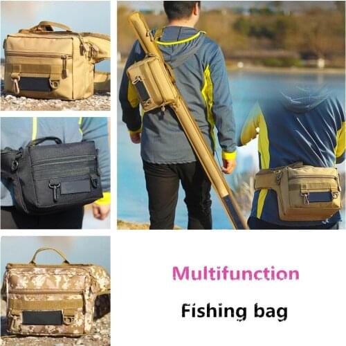 Mounchain Multi-functional Fishing Bag Fanny Pack Fishing Gear Bag Raft Rod 600D nylon Sea fishing Rod Bag