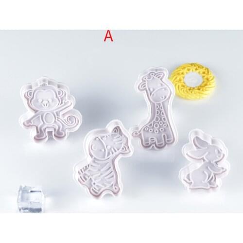 Reusable DIY Biscuit Mold Cookie Cutter Stamp Plastic Kitchen Accessories Multi Purpose 4Pcs/Set Cake Decorating Tools
