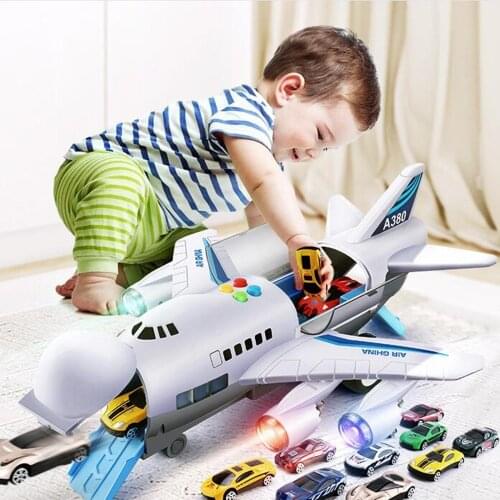 2019 Music Story Simulation Track Inertia Childrens Toy Aircraft Large Size Passenger Plane Kids Airliner Toy Car Free Gift Map