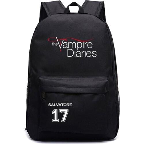 Fashion The Vampire Diaries Backpack Students School Bags Cool New Pattern Knapsack for Men Women Teens Bookbag Travel Rucksack
