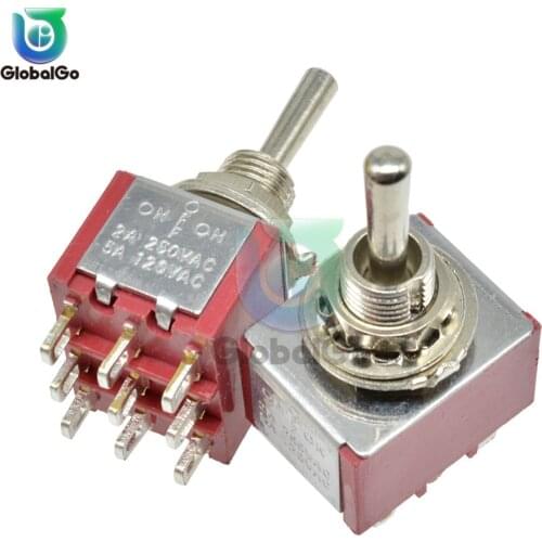 MTS-303 120V 5A 250V 2A 9pin Toggle Switch 13*16.8MM ON-OFF-ON 3 Position Mini AC Power Switch 3PDT