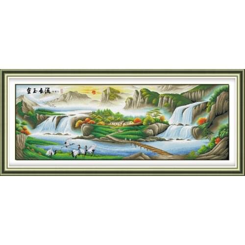 Big river cross stitch kit 18ct 14ct 11ct count printed canvas stitching embroidery DIY handmade needlework