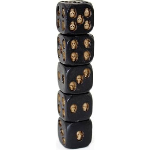 Set of 5 Pcs Creative Black Skull Dice Grinning 3D Skeleton Dice Scary Novelty Board Game for Club Pub Party