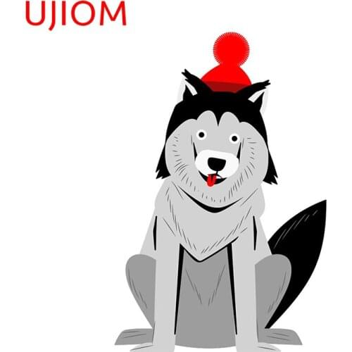 UJIOM Sticker Winter Husky Wallsticker Cartoon Animals Room Decoration Wallpaper Home Decor Vinyl Wall Art Waterproof Decal