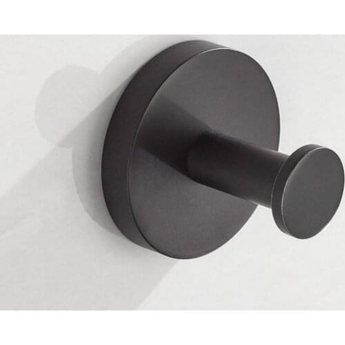 304 Stainless Steel Matt Black Coat Racks Towel Hook Round Base Robe Hook Wall Mounted Bathroom Accessorie SM10D